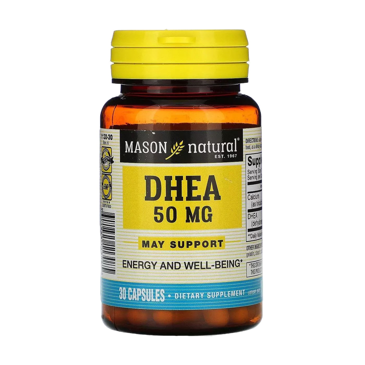 Дегідроепіандростерон Mason Natural DHEA 50 мг, 30 капсул